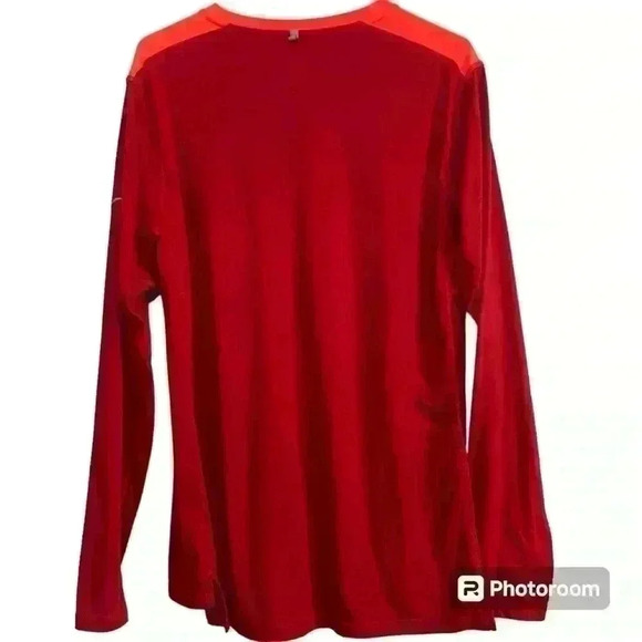 Nike DRI-FIT Running Long Sleeve Red Tech Athletic Shirt. Men’s Size Large - Picture 2 of 9